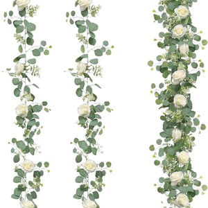 Nuevas Hojas de Eucalipto, Camelia y Paniculata, Decoraciones de Enredaderas Artificiales Realistas de Plástico Suave - Product Image 5