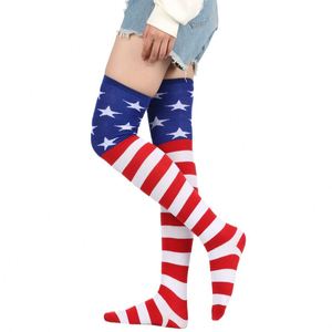 4th of july American Patriotic Stars and Stripes Chaussettes Crew Knee High Low Cut Chaussettes fantaisie pour hommes et femmes Multipair - Product Image 4