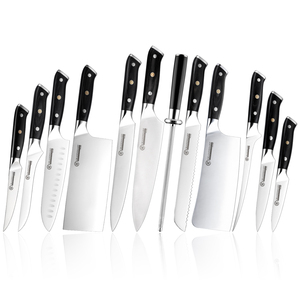 Juego de Cuchillos de Chef Grandsharp Acero de Alto Carbono Cuchillos de Cocina para Deshuesar, Hachuela de Carne, Santoku y Mondador con Mango de Madera Pakka - Product Image 1