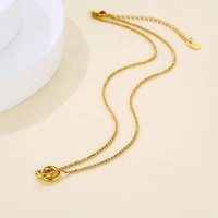 Collier double cercle géométrique entrelacé en acier inoxydable plaqué or 18 carats PVD pour femme, vente en gros MICCI