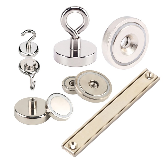 Neodymium Neo Magnets 1000 Lbs Fishing Pot Magnet Wall Mounting Deep Alnico Permanent Type Hook-Style for Easy Fishing