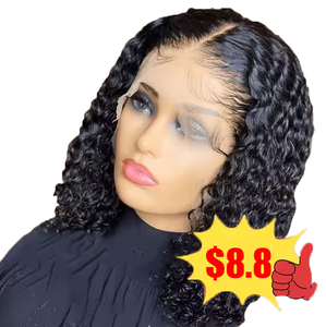Perruques Courtes Bouclées à Raie Centrale en Dentelle Frontale, Fibre Haute Température, 12 Pouces, Effet Naturel Volumineux, Style Afrique Europe, Meilleures Ventes en Gros - Product Image 2