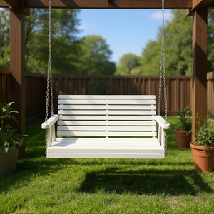 Dondolo da giardino a 2 posti in legno dal design tradizionale per il tempo libero e il relax - Product Image 2