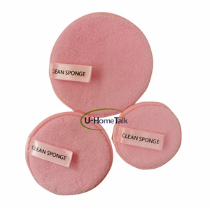 Tampons en tissu microfibre doux de couleur rose <span class=keywords><strong>démaquillant</strong></span> bouffée serviette de nettoyage de visage <span class=keywords><strong>réutilisable</strong></span> Double face - Product Image 2