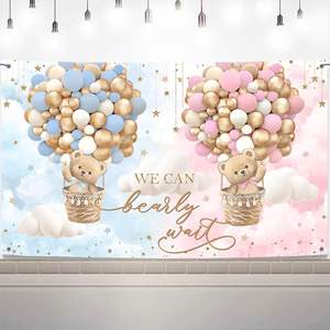 ฉากหลังถ่ายภาพเฉลยเพศเด็ก หมีลูกโป่งสีฟ้าชมพู แบนเนอร์งานเลี้ยงฉลองเบบี้ชาวเวอร์ ปรับแต่งได้ - Product Image 6