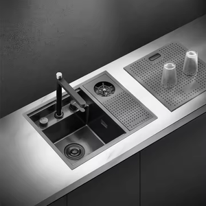 Bar <span class=keywords><strong>noir</strong></span> mat évier de <span class=keywords><strong>cuisine</strong></span> caché tasse rondelle au-dessus du montage lavabo pliant robinet mélangeur 304 Rv évier <span class=keywords><strong>cuisine</strong></span> - Product Image 2