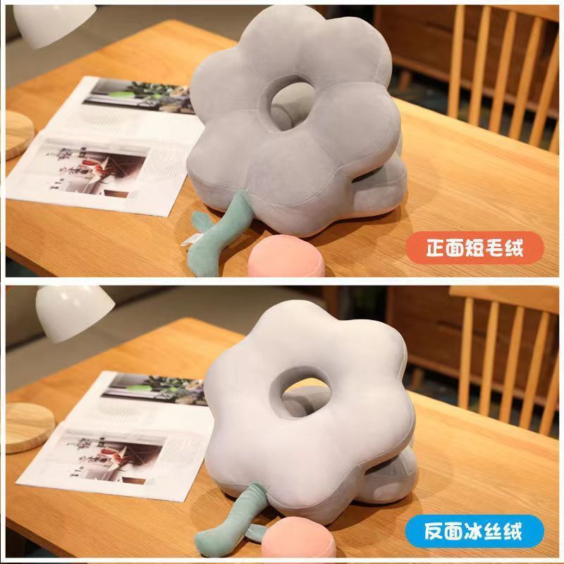Gray nap pillow [reversible] one side plush, one side ice silk