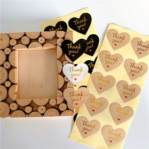 100 Pcs/lot Thank <span class=keywords><strong>you</strong></span> Red Heart design Hot Stamping Kraft Paper Labels - Product Image 2