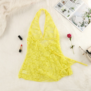 Gran oferta de productos Halter, disfraces sexis muy calientes, conjuntos de ropa interior para mujer, lencería Sexy de encaje con cuello en V para Stripper - Product Image 1