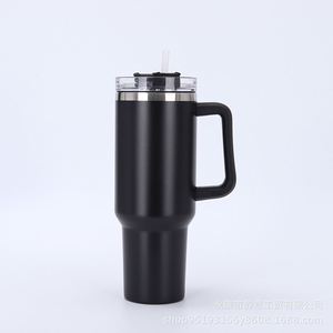 H1.0 40oz <b>Travel</b> Car Tumbler <b>with</b> <b>Handle</b> Double Wall Stainless <b>Mug</b> Lid Straw Anti-Slip Custom Color - Product Image 1