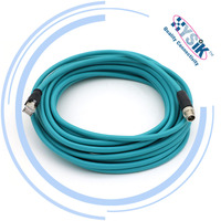 Cables Ethernet de Pares Trenzados Blindados, Conjuntos de Cables con Conector M12 de 8 Pines y 4 Pines, Código X D, Cable Moldeado de PUR y PVC