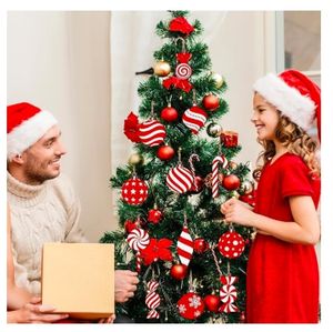 Juego de adornos de Piruleta de caramelo de Navidad, 24 piezas, decoración de árbol de Navidad, colgante de madera para fiesta de decoración del hogar de Año Nuevo - Product Image 5