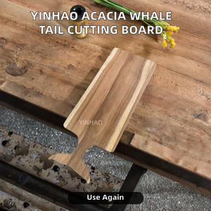 Planche à découper en bois d'acacia personnalisée YINHAO avec poignée en forme de queue de baleine, épaisseur de 1,5 cm, réutilisable - Product Image 2
