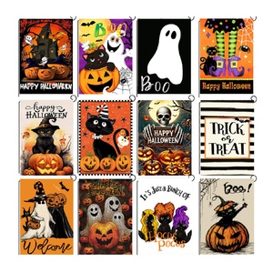 Ensemble <span class=keywords><strong>de</strong></span> 12 drapeaux <span class=keywords><strong>de</strong></span> jardin d'Halloween personnalisés, double face, 12 x 18 pouces, drapeau <span class=keywords><strong>de</strong></span> jardin pour Thanksgiving, Noël, Saint-Valentin, Pâques, extérieur - Product Image 1