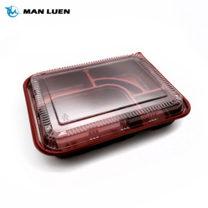 Wholesale 5 Compartment Disposable Food Packaging Lunch Box with Transparent Lid