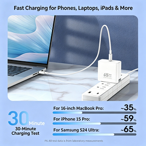 <span class=keywords><strong>Cargador</strong></span> Rápido GaN de 65W, PD 3.0, QC 3.0, Plegable, Enchufe para EE. UU., UE y Reino Unido, Ultraportátil, para MacBook, <span class=keywords><strong>iPhone</strong></span> 15 Pro, Samsung S24, <span class=keywords><strong>Cargador</strong></span> de Pared USB C - Product Image 3