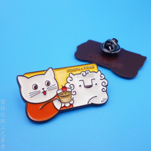 Insignia Metálica Personalizada con Diseño de Gato de Dibujos Animados, Hebilla de Mariposa de Aleación de Zinc Esmaltada, Artículo Promocional Publicitario - Product Image 3