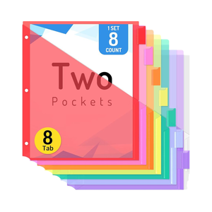 מחיצות לתיקייה עם שני כיסים, 8 טאבים, לקלסר 3 טבעות, רב צבעוני, סט של 1, דגם Forvencer 8 - Product Image 1