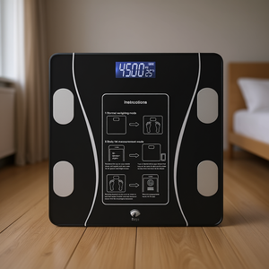 Balance de composition corporelle numérique avec connectivité Bluetooth, plateforme en verre trempé, capacité de 180 kg, précision de 0,1 kg, quatre points de mesure - Product Image 2