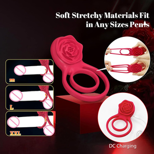 Anello vibrante per pene con stimolatore clitorideo a rosa, vibratore ad anello per pene, giocattoli sessuali per adulti per uomo e donna, 7 vibrazioni, sex toy per coppia - Product Image 4