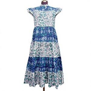 Vestido Maxi Moderno de Verano para Mujer, 100% Algodón, Estampado Floral, Ecológico, Vestido de Fiesta, Uso Diario Informal, Decoración con Botones - Product Image 1