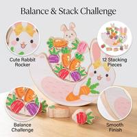 Nouveau jouet d'équilibre en bois Montessori en forme de lapin, jeu de blocs à empiler, coordination œil-main, jouet d'apprentissage précoce pour les garçons et les filles d'âge préscolaire