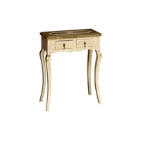 Table console en bois sculptée à la main avec tiroirs |   Bureau d'écriture blanc antique |   Meuble d'entrée et coiffeuse vintage