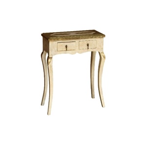 Mesa Consola de Madera Tallada a Mano con Cajones |   Escritorio Antiguo de Color Blanco |   Mesa de Entrada y Tocador Vintage - Product Image 2