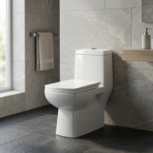 WC monobloc en céramique Vistaar, siphon en S 300 mm, double chasse, abattant à fermeture douce, blanc, pour le Pérou - Product Image 2