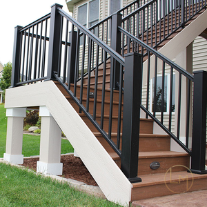 Clôture moderne en aluminium noir et fer forgé pour balcon et rampes d'<span class=keywords><strong>escalier</strong></span> - Résistante à l'eau et à la rouille, installation facile DIY - Product Image 1