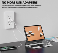Pengisi Daya USB 4.8 Amp Bersertifikasi UL, Stopkontak Dinding USB Tipe C Anti-Curi 125V 20A Standar Amerika, Soket USB Standar AS