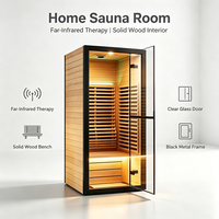 Sauna infrarouge professionnel d'intérieur en bois massif sans cadre avec verre trempé et éléments en carbone pour spa, santé, maison et hôtel