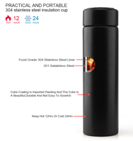 Bouteille d'eau intelligente à double isolation sous vide en acier inoxydable avec affichage de la température LED 500 ml