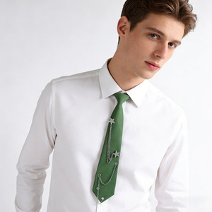 Corbata de uniforme JK con decoración de cadena de estrellas, accesorio para estudiantes de estilo preppy, fácil de usar, poliéster monocromático - Product Image 4