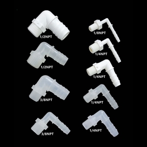ข้อต่อท่อพลาสติกแบบเกลียว G series PP ข้อต่อโค้ง 90 องศา G1/8 G1/4 G3/8 G1/2 เกลียวนอก ต่อกับท่อแบบหนาม  ข้อต่อเกลียวพลาสติก แรงดันต่ำ - Product Image 4