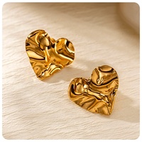 2025 À La Mode Étanche 18K Plaqué Or PVD En Acier Inoxydable Coeur Marteau Boucles D'oreilles Hoop Style-Saint Valentin Cadeau