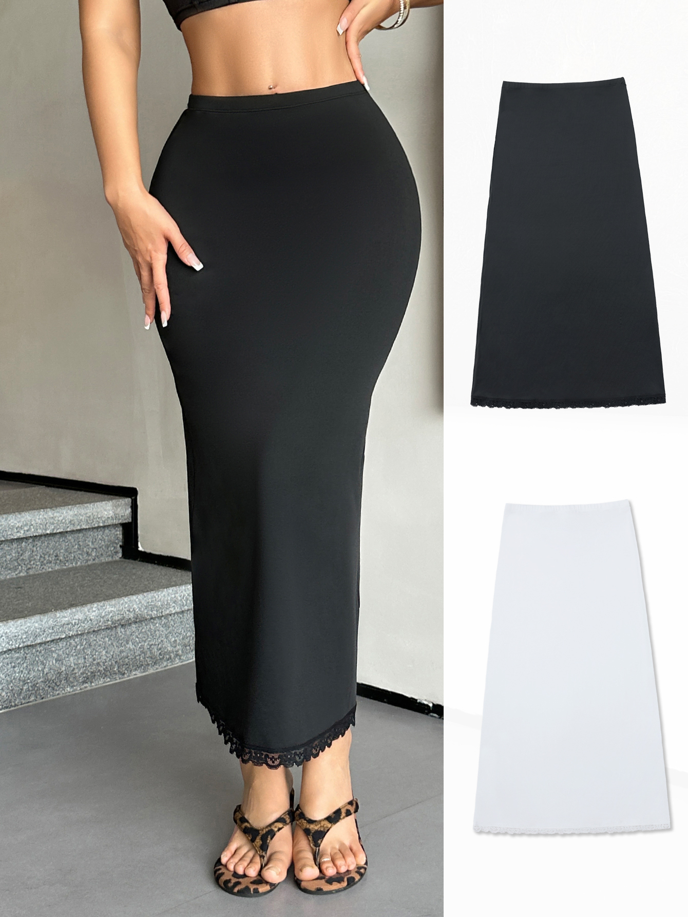 Seamless Lace Shaping Skirt (F196): side profile showing zones and edge stability