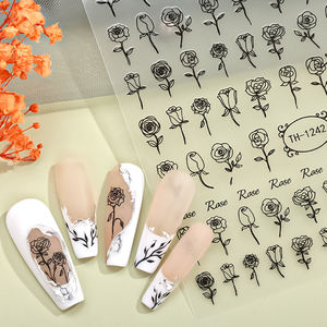 Rose <span class=keywords><strong>Flower</strong></span> Hot Stamp ing Gold Rose Selbst klebende <span class=keywords><strong>Nail</strong></span> Art Dekoration Aufkleber Maniküre Nagel Aufkleber - Product Image 2
