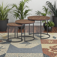 Nouvelle conception 2026, quantité minimale de commande 30 pièces, ensemble de tables gigognes rondes modernes et simples, nouveau design d'usine avec plateau en MDF et pieds en métal pour l'ameublement intérieur dans le salon
