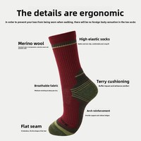 Muestra Gratuita de Calcetines de Lana Merino para Exteriores, Calcetines de Diseño Personalizado, Calcetines de Media Pantorrilla Gruesos sin Costuras con Bucle de Rizo para Senderismo/Esquí