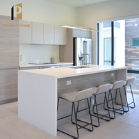 Ensemble d'armoires de cuisine en PVC pour projet de villa, étanche, design moderne, rangement pour cuisine domestique