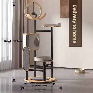 Grande tour pour chat en bois massif, style architectural, mobilier contemporain multi-étages pour l'escalade des chats - Product Image 3