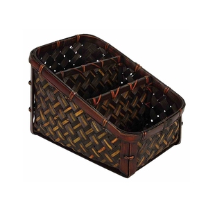 Handmade Rustic Round <b>Bamboo</b> Woven Basket Decorative Handcrafted Storage <b>Container</b> for Retail Display - Product Image 4