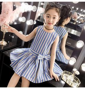 Nuevos Productos: Vestido de Verano para Niña, Estilo Preppy, con Rayas, Hombros Descubiertos, Lazo de Princesa, Algodón Transpirable, de China - Product Image 2