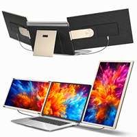Layar Kedua untuk Laptop Kerja dari Rumah 15.6 Inci Monitor Tiga Layar 1080P FHD Dudukan Lepas Pasang untuk Laptop PC Meja Kantor