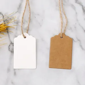 50 Etiquetas de Papel Kraft, Tarjetas de Cartulina Blanca con Cuerdas, Etiquetas de Regalo para Bodas, Cumpleaños, Navidad, Fiestas, Suministros para Empacar Galletas - Product Image 6