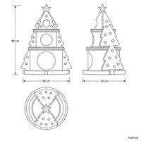 Tour à chat en carton ondulé en forme de sapin de Noël à trois niveaux avec griffoir, étoile décorative et pompons