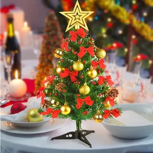 Pacote de árvore de natal 50cm, com luzes, decoração de natal, mesa de trabalho, decoração de casa, enfeites de árvore de natal
