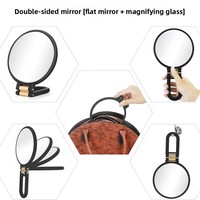 Miroir de maquillage pliable double face avec grossissement 10x/1x et cadre en plastique