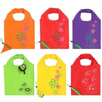 Sacs de courses pliables en polyester, portables et réutilisables, avec motifs de fruits mignons (raisin, citron, carotte, fraise, kiwi)